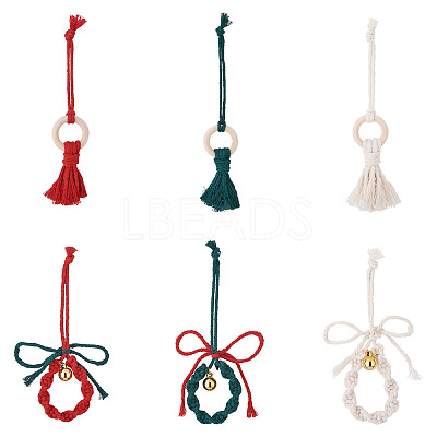 2 Sets 2 Style Christmas Theme Cotton Weave Pendant Decorations Sets HJEW-CF0001-11-1