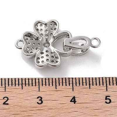Rack Plating Brass Micro Pave Cubic Zirconia Fold Over Clasps ZIRC-P117-02B-P-1