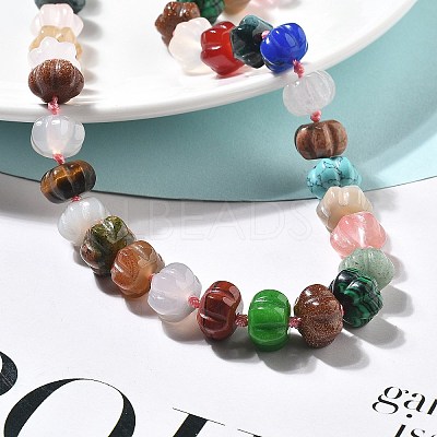 Pumpkin Natural & Synthetic Gemstone Beaded Necklace G-P563-06-1