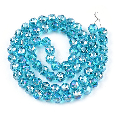 Electroplate Transparent Glass Beads Strands EGLA-N002-34C-C13-1