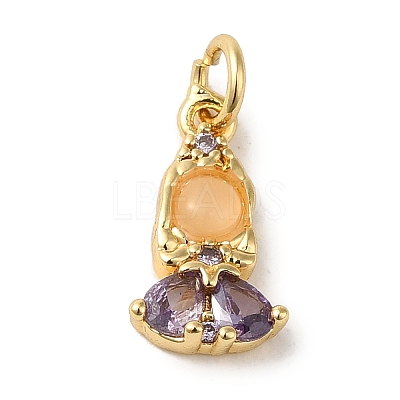 Brass Micro Pave Colorful Cubic Zirconia Glass Pendants X-KK-R162-026B-G-1