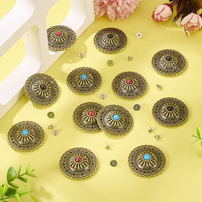 12 Sets 3 Colors Flat Round Alloy Snap Buttons FIND-TA0008-15-1