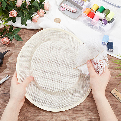 Imitation Linen Cloth Hat Fascinator Base AJEW-WH0314-493-1