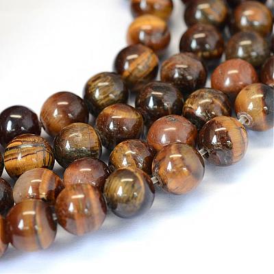 Grade AB Natural Tiger Eye Round Bead Strands G-E334-10mm-17-1