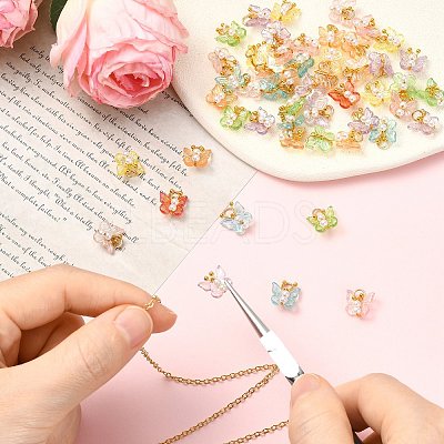 50Pcs Transparent Acrylic with ABS Plastic Pearl Charms PALLOY-CJ00181-1