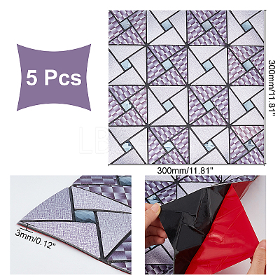5Pcs Square Mosaic Glass Wall Decorations AJEW-AR0001-28-1
