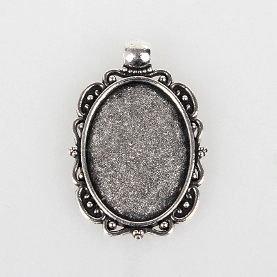Vintage Tibetan Style Alloy Pendant Cabochon Bezel Settings X-TIBEP-O006-51AS-1