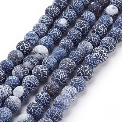 Natural Crackle Agate Beads Strands G-G055-6mm-10-1