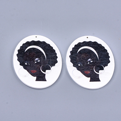 Printed Wooden Big Pendants WOOD-S050-10D-1