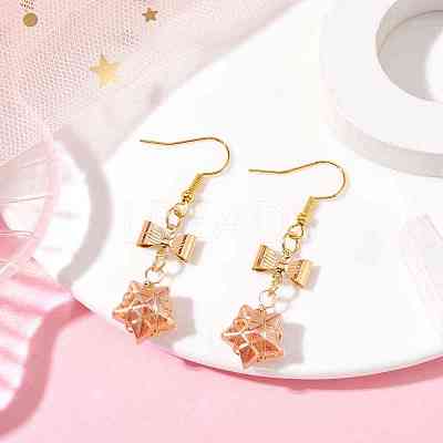 Glass Star Dangle Earrings EJEW-JE05548-02-1