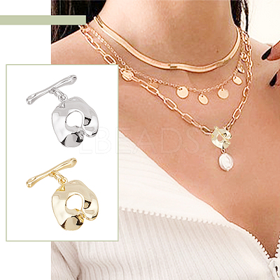12 Sets 2 Colors Brass Toggle Clasps KK-AR0003-11-1