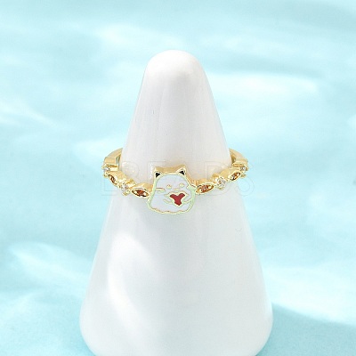 Brass Micro Pave Cubic Zirconia Enamel Cuff Open Rings CU-CBACDF6-04G-1