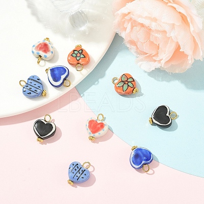 10Pcs 5 Colors Handmade Porcelain Pendants PALLOY-YW00134-1