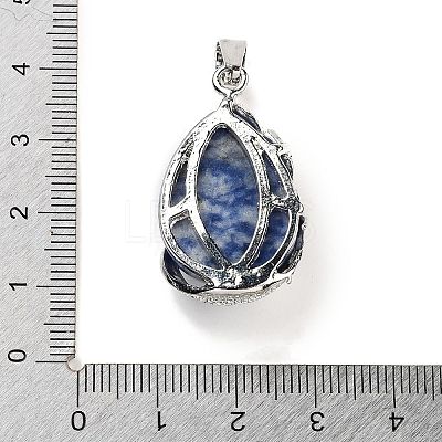 Natural Blue Spot Jasper Teardrop Pendants G-G112-03P-07-1