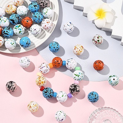 20Pcs Spray Painted Opaque Acrylic Beads ACRP-YW0001-17-1
