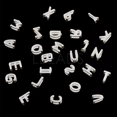6Pcs 925 Sterling Silver Hollow Initial Beads STER-TA0001-53N-1