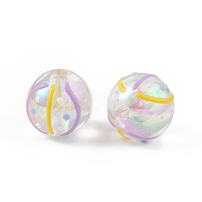 UV Plating Rainbow Iridescent Acrylic Enamel Beads LS-OACR-I003-15A-1