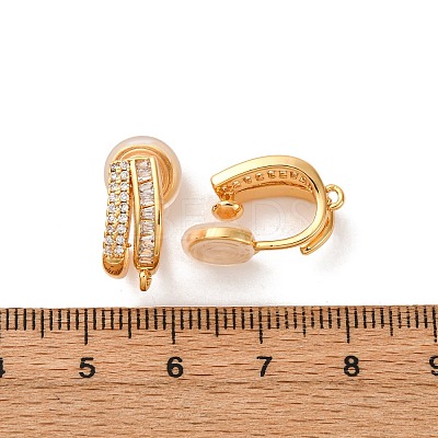 Brass Micro Pave Clear Cubic Zirconia Clip-on Earring Findings KK-K382-34G-1