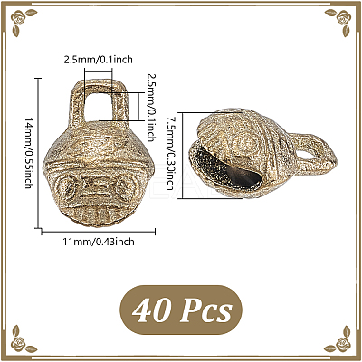 40Pcs Brass Bell Charms KK-UN0005-55-1