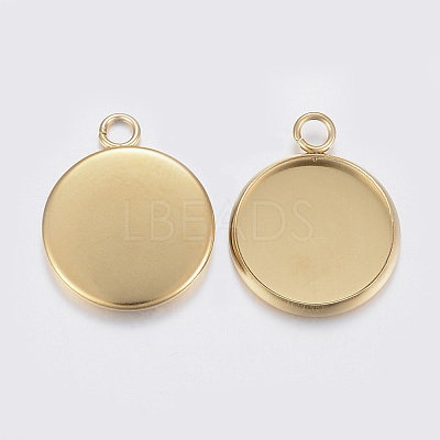 304 Stainless Steel Pendant Cabochon Settings STAS-F160-46G-01-1