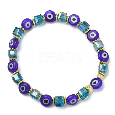 5Pcs 5 Style Natural Lapis Lazuli & Lampwork Evil Eye & Seed Beaded Stretch Bracelets Set BJEW-JB09616-01-1