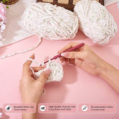 2 Skeins Super Bulky Speckled Chenille Polyester Yarn OCOR-TA0003-10-1