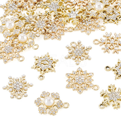 36Pcs 6 Styles Alloy Micro Pave Clear Cubic Zirconia Snowflake Pendants FIND-TA0009-86-1