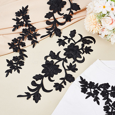 4Pcs 2 Styles Plum Blosssom & Flower Cotton Computerized Embroidery Sew on Patches PATC-GA0001-35-1