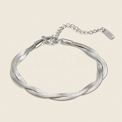 304 Stainless Steel 2-Strand Twisted Flat Snake Chain Bracelets MC1160-1