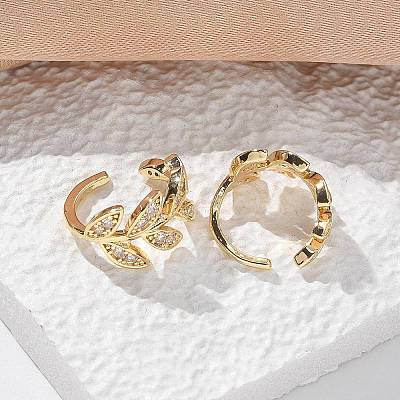 Brass Micro Pave Clear Cubic Zirconia Cuff Earrings X-EJEW-I249-11G-1