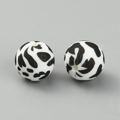 Leopar Print Pattern Silicone Beads SIL-TAC0003-06C-1