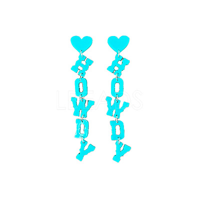 Word HOWDY Acrylic Dangle Stud Earrings FS-WGBB6AA-04-1