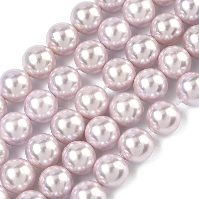 Electroplated Shell Pearl Beads Strands BSHE-G041-10mm-06-1