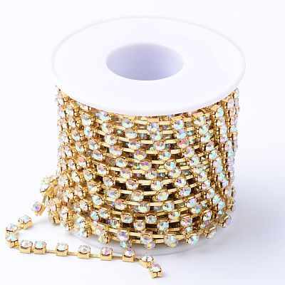 Brass Rhinestone Strass Chains CHC-T002-SS12-02C-1