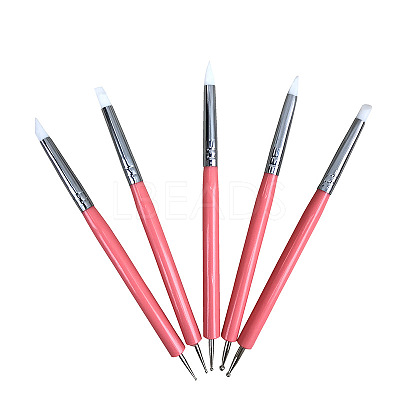 Silicone Double Head Nail Art Dotting Tools X-AJEW-L072-54B-1