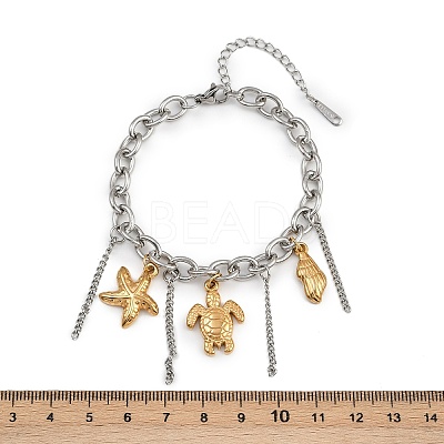 304 Stainless Steel Charm Bracelets BJEW-C116-01GP-1