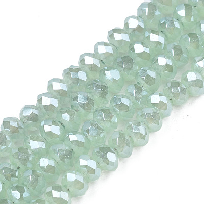 1 Strand Electroplate Imitation Jade Glass Beads Strands X-EGLA-J025-F07-1