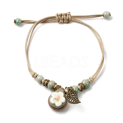 Adjustable Handmade Porcelain Flower Beads Braided Beads Bracelets WGFB2A7-09-1