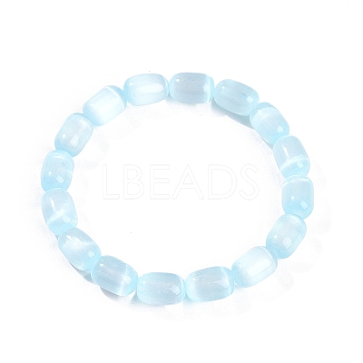 Dyed Natural Selenite Column Beaded Stretch Bracelets for Women BJEW-I312-05B-1