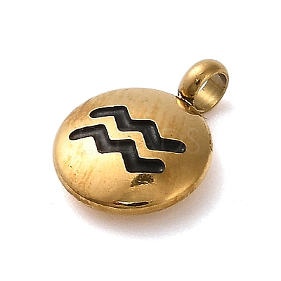 304 Stainless Steel Black Enamel Charms LS-STAS-R009-02G-10-1