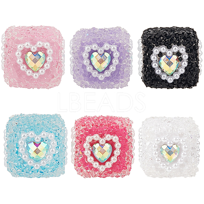 6Pcs 6 Colors Acrylic & Plastic & Resin Rhinestone Beads FIND-SC0013-09A-1
