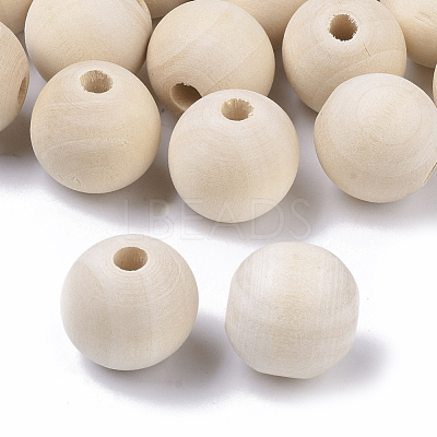Unfinished Natural Wood Beads X-WOOD-S651-A18mm-LF-1