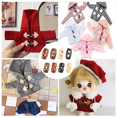80Pcs 8 Style Wooden Buttons BUTT-GF0004-03-1