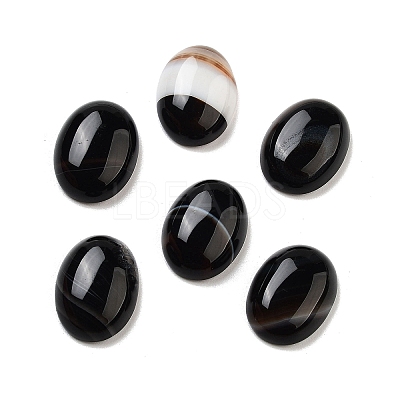 Natural Dyed & Heated Black Agate Cabochons G-G145-01B-31-1