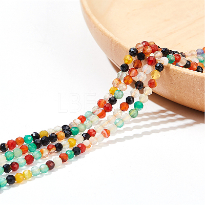 2 Strands Natural Dyed & Heated Multi-Color Agate Beads Strands G-NB0005-05-1