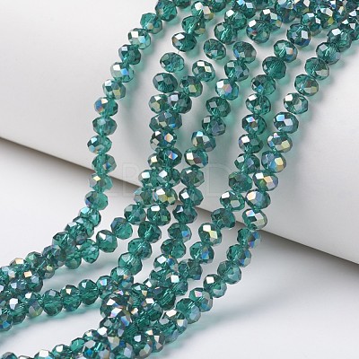 Electroplate Transparent Glass Beads Strands X-EGLA-A034-T8mm-S13-1