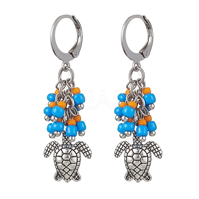 Tibetan Style Alloy Dangle Leverback Earrings EJEW-MZ00119-05-1