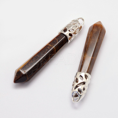 Natural Tiger Eye Big Pointed Pendants G-D860-C36-P-1