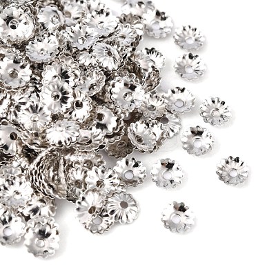 Platinum Iron Flower Bead Caps 5x1.5mm X-IFIN-D023-P-1