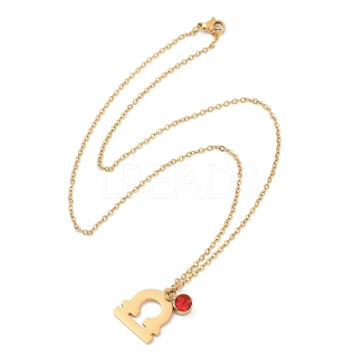 304 Stainless Steel Glass Drill Birth Stone Constellation Pendant Necklaces STAS-D305-08G-G-1